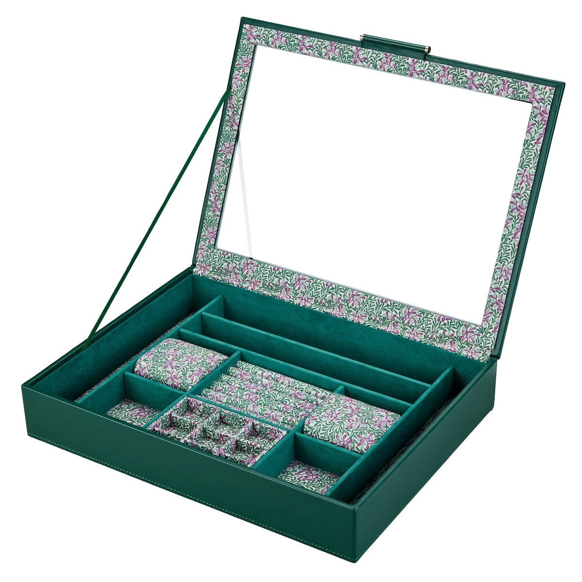 Wolf Sophia Jewellery Box with Window Forest Green Fruit Botanical