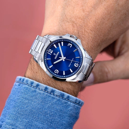 Elegant Festina Men's Watch F20656/2 with Blue Dial and Silver Stainless Steel Band