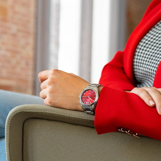 Festina F20622/B Elegance Collection: Stainless Steel Strap Watch with Red Dial