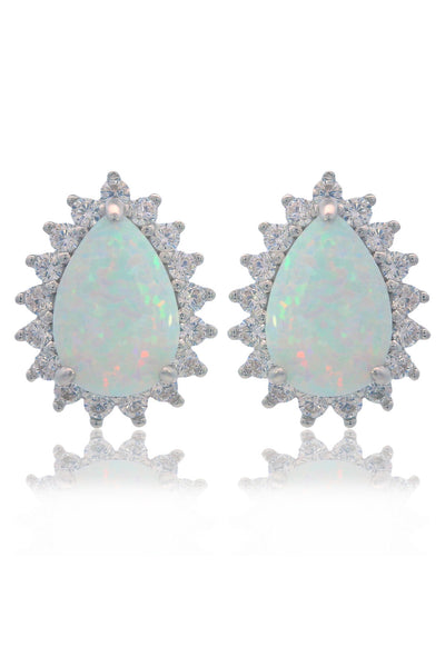 OPAL GLOW ROZELLE WHITE CREATED OPAL EARRINGS SILVER