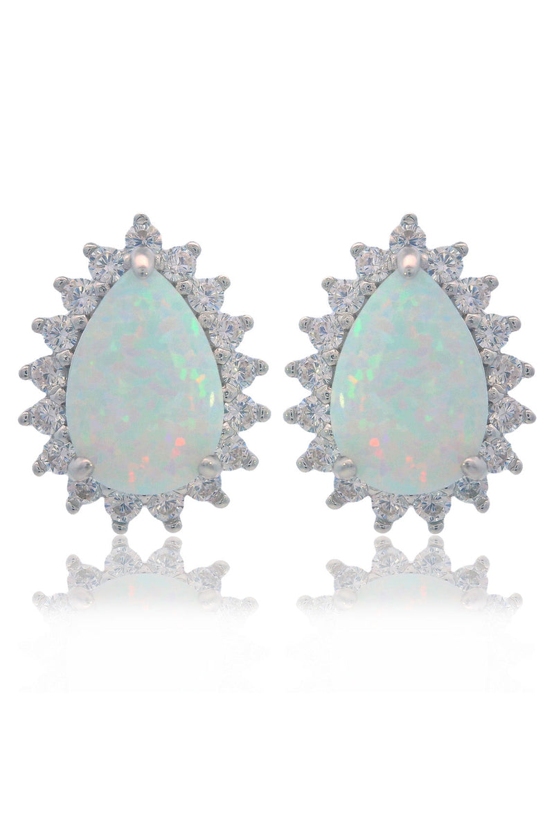 OPAL GLOW ROZELLE WHITE CREATED OPAL EARRINGS SILVER