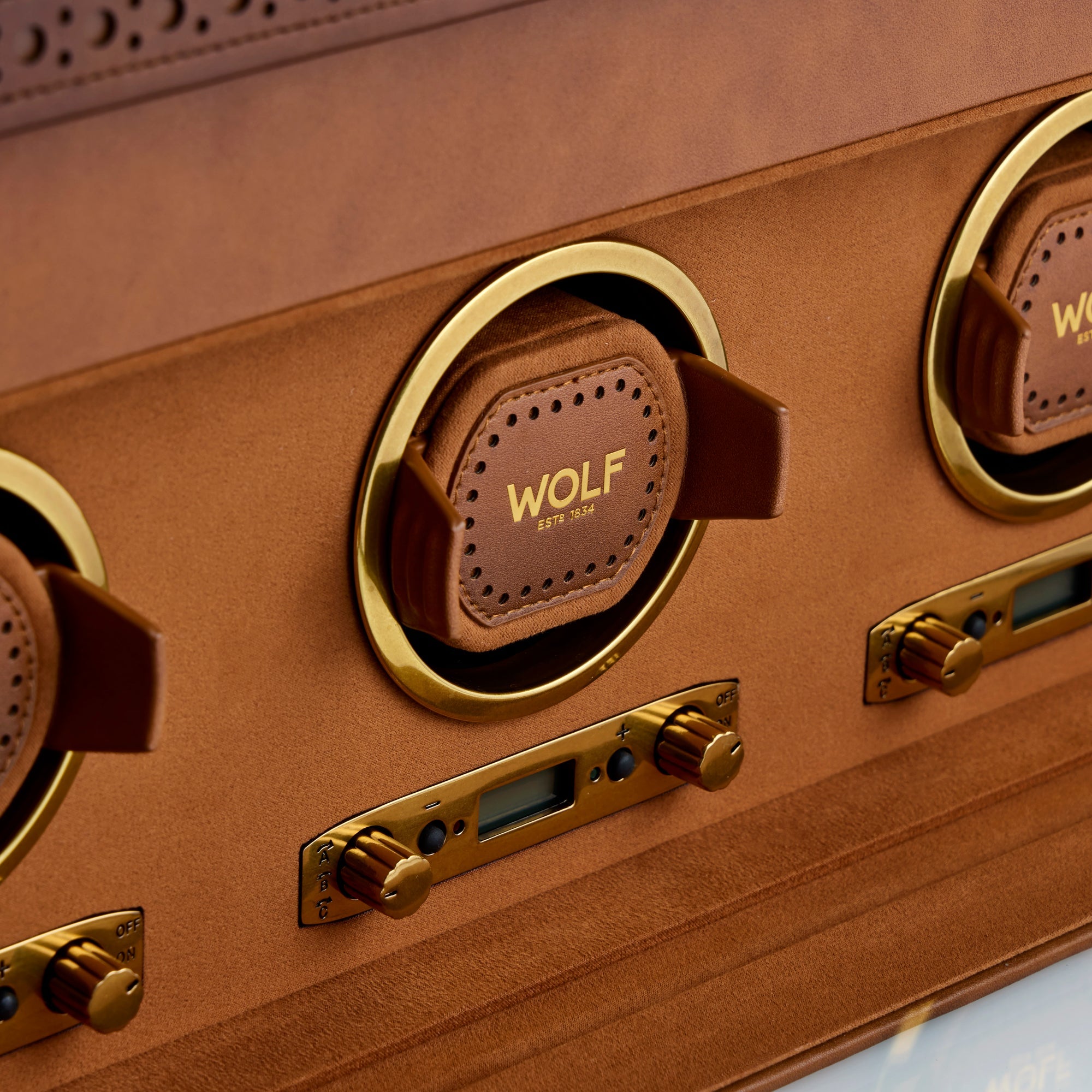WOLF Brogue Triple Watch Winder With Storage