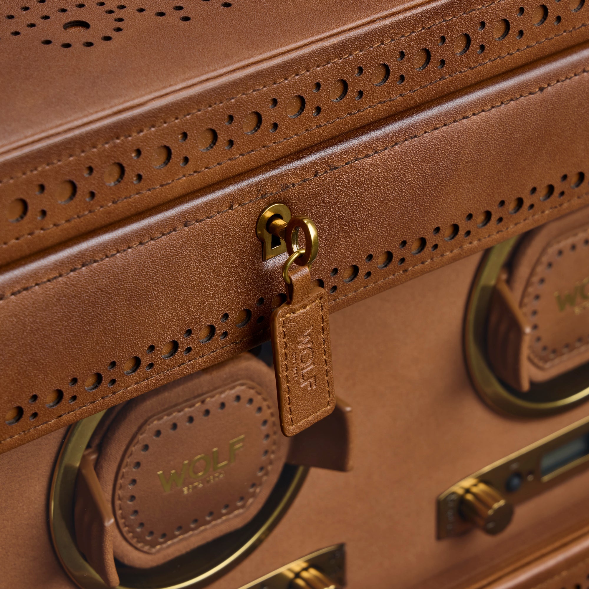 WOLF Brogue Triple Watch Winder With Storage