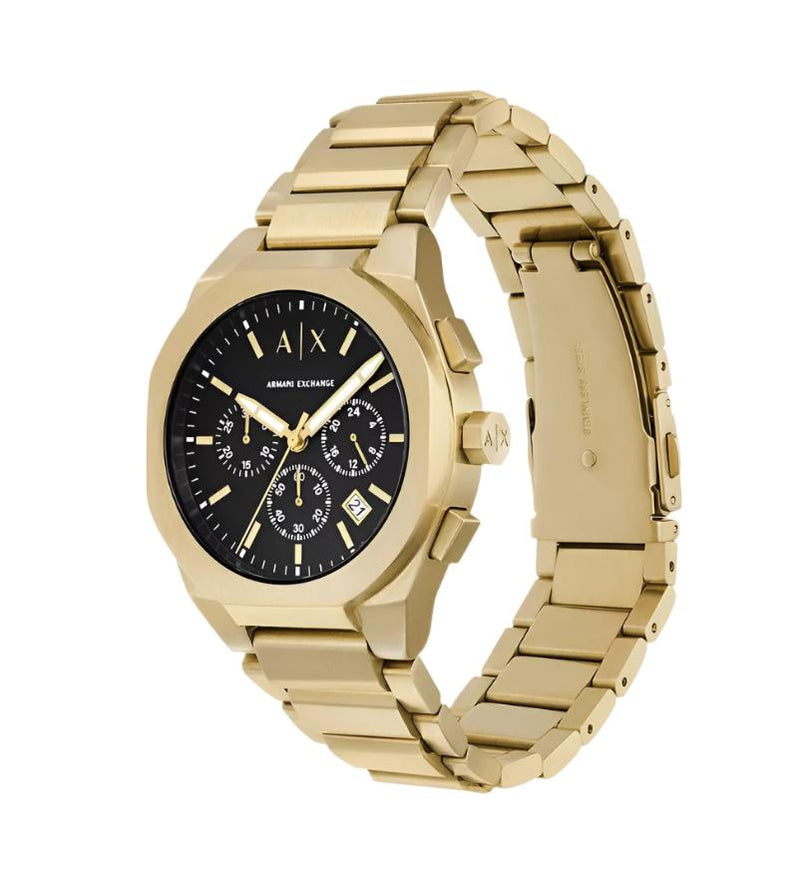 Armani Exchange Gold Chronograph Black Dial Watch AX4180