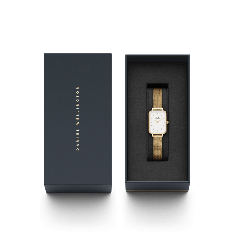 Daniel Wellington Quadro 20X26mm Pressed Gold Lumine White Watch DW00100599