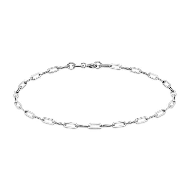 9K White Gold Thin Paper Chain Bracelet Elegant Contemporary Style