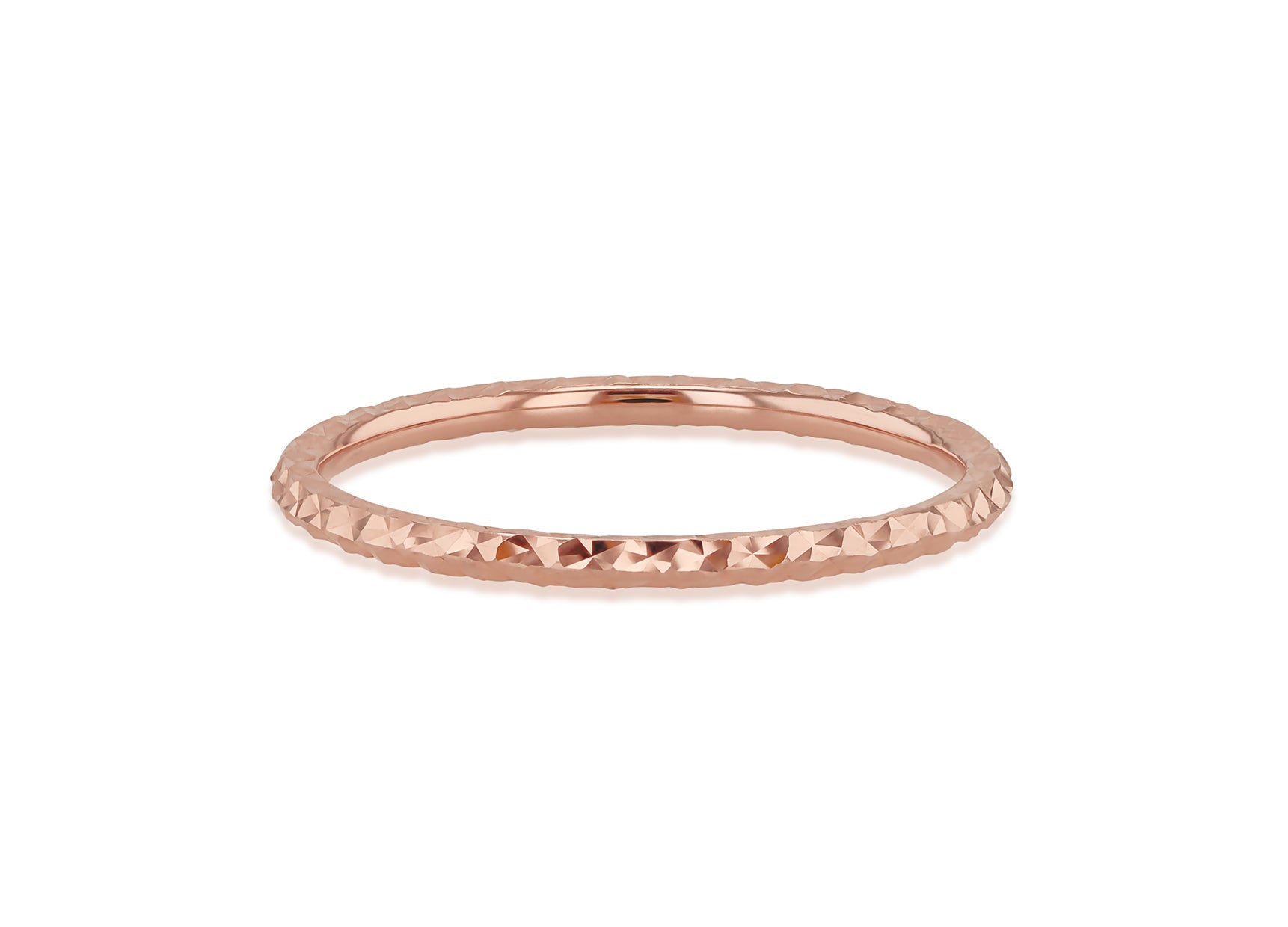 9K Rose Gold Diamond Cut Stacker Ring Stylish Contemporary Design