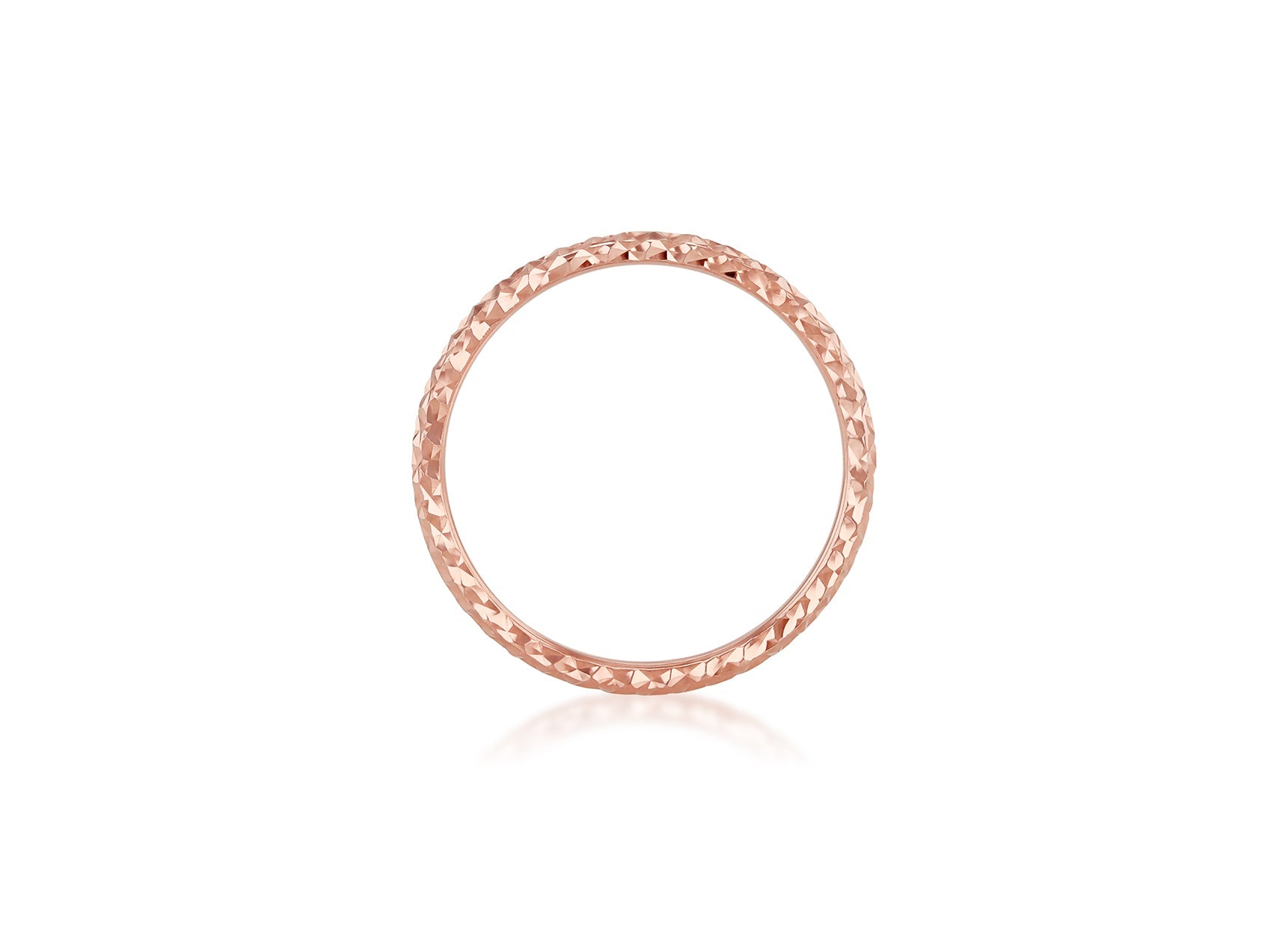 9K Rose Gold Diamond Cut Stacker Ring Stylish Contemporary Design