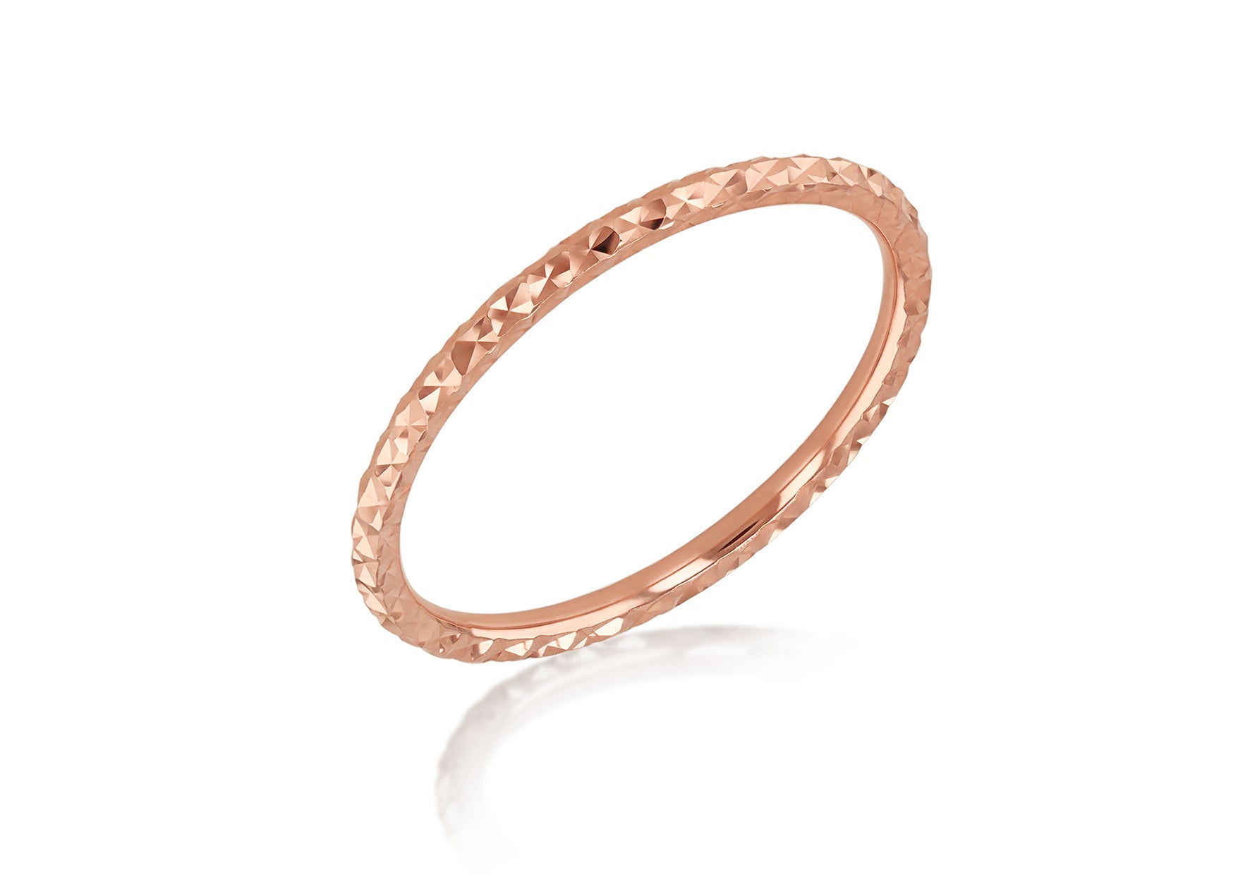 9K Rose Gold Diamond Cut Stacker Ring Stylish Contemporary Design
