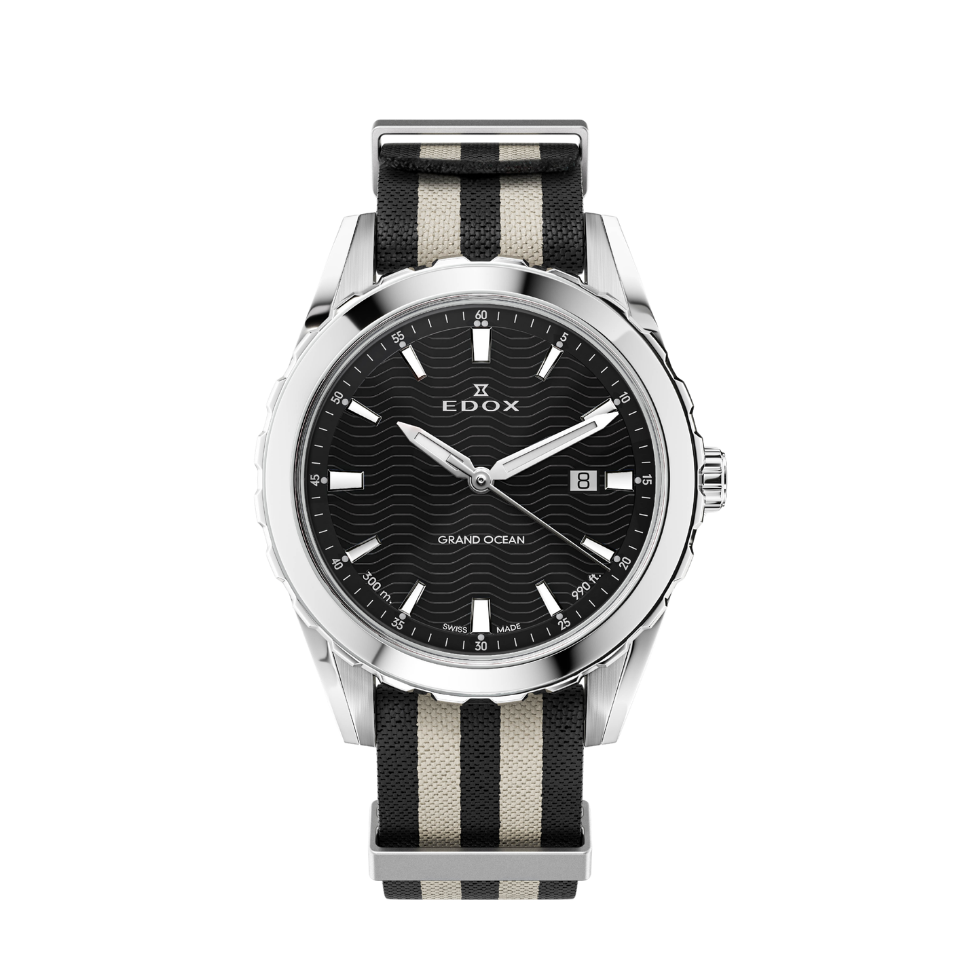 Edox Grand Ocean Black Dial Nato 42mm Watch 531023NAGNNIN