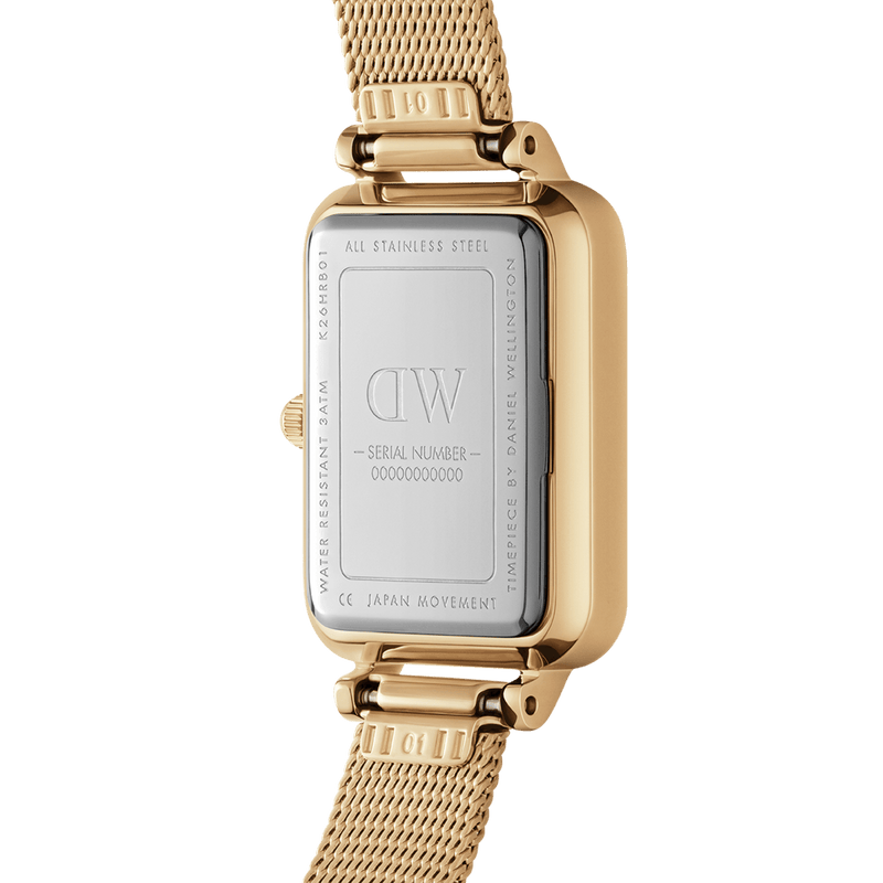 Daniel Wellington Quadro 20X26mm Pressed Gold Lumine White Watch DW00100599