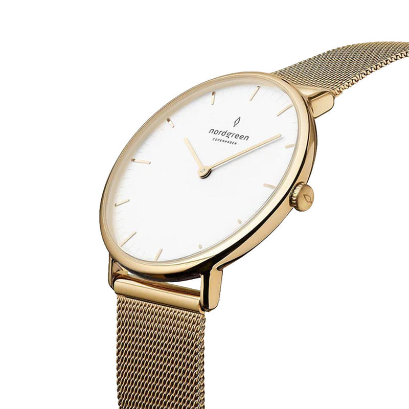 Nordgreen Native 36mm Gold Mesh Strap Watch