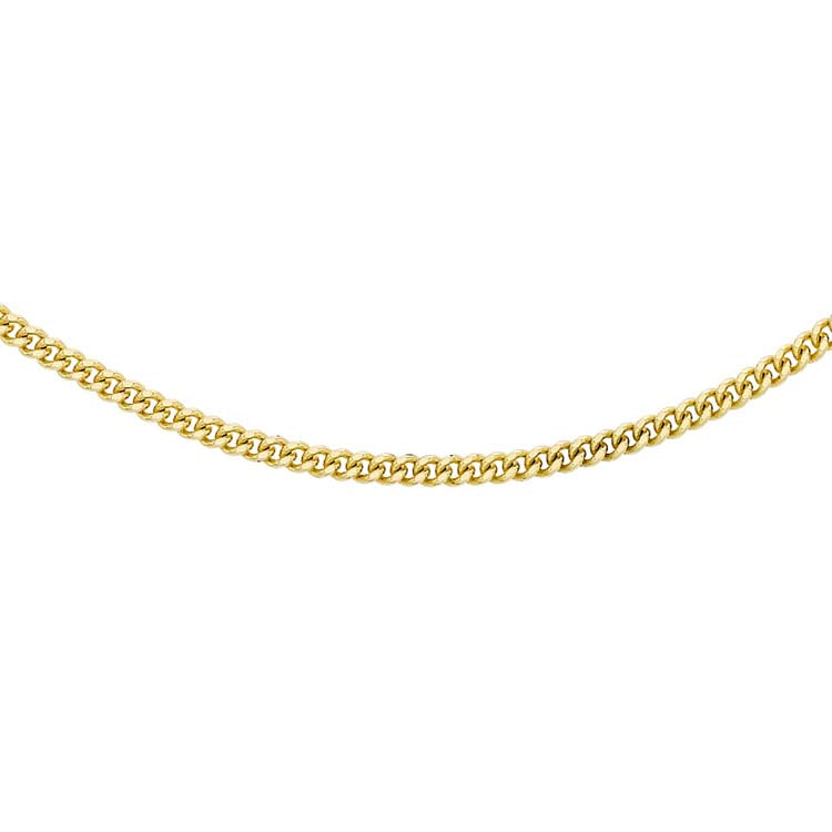 18K Yellow Gold Diamond Cut Curb Chain 45cm Stylish Unisex Jewelry