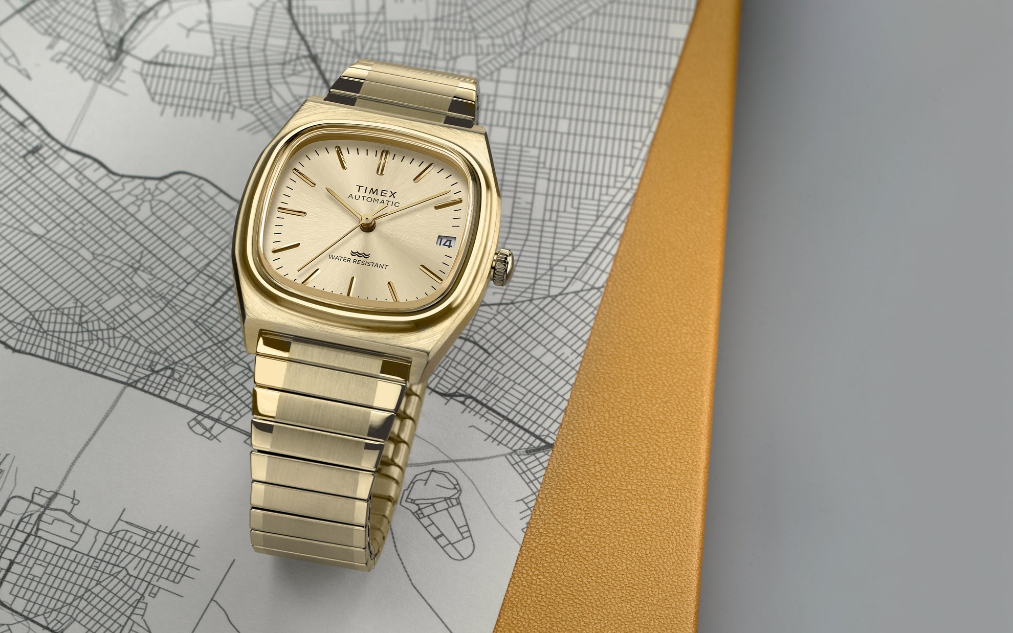 Timex Automatic 1983 Reissue Gold Stainless Steel Band Mens Watch TW2Y07200