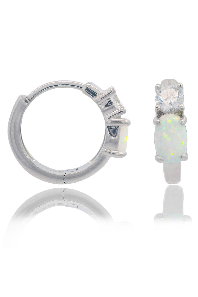 OPAL GLOW WHITE CREATED OPAL HOOP EARRINGS GOLD