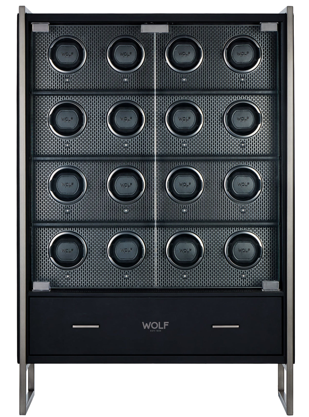WOLF Axis 16 Piece Watch Winder Cabinet in Powder Coat