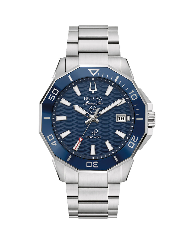 Bulova Marine Star Blue Dial Stainless Steel Sport Watch for Men 96B433