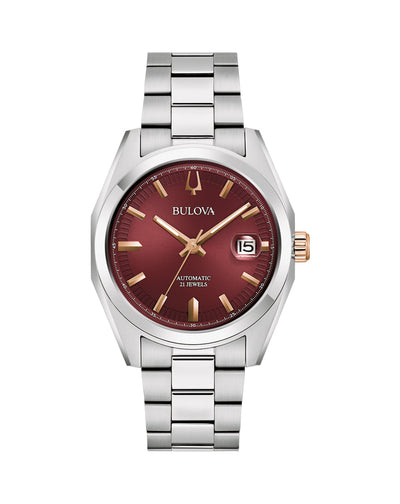 Bulova Surveyor Automatic Watch in Stainless Steel with Burgundy Dial 98B422