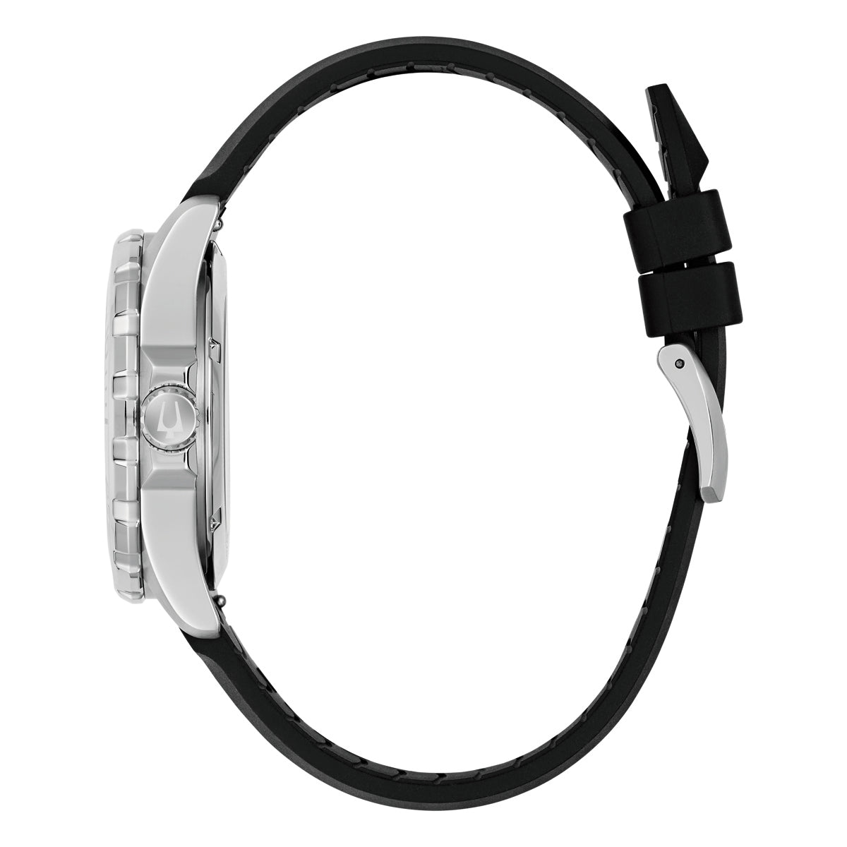 Bulova Marine Star Black Dial Rubber Strap Watch 98B465