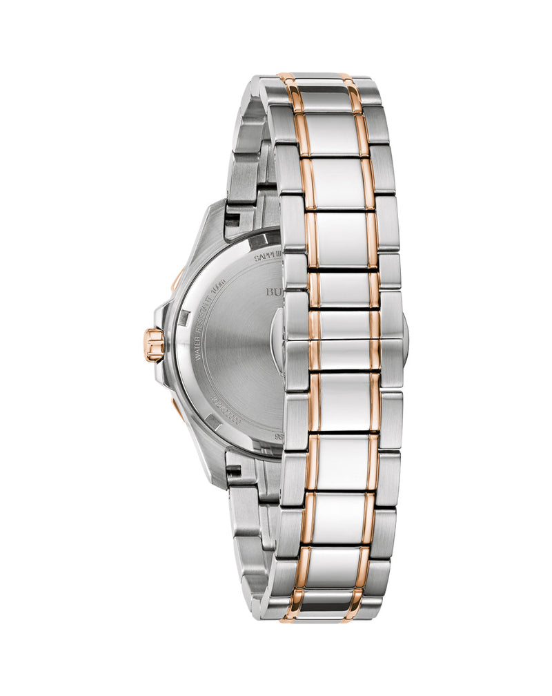 Bulova Marine Star Ladies Diamond Accented Stainless Steel Watch with Mother of Pearl Dial Model 98P228