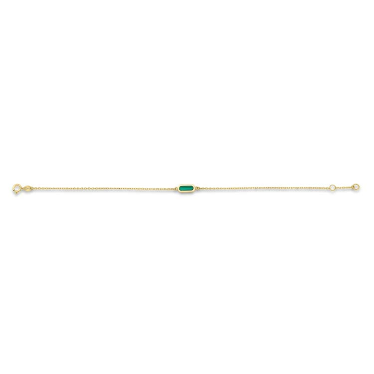 9K Yellow Gold Malachite Bracelet Elegant Contemporary Jewelry