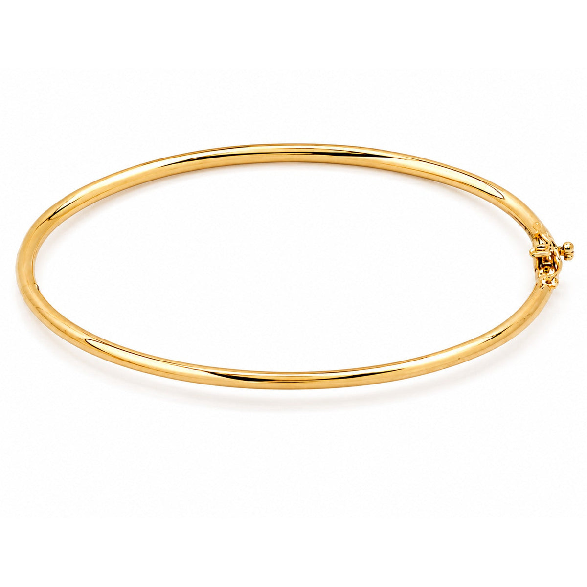 Fine Gold 9K Yellow Gold 2.5mm Round Hinged Bangle 63mm 9YB3577 9YB3577 front packshot