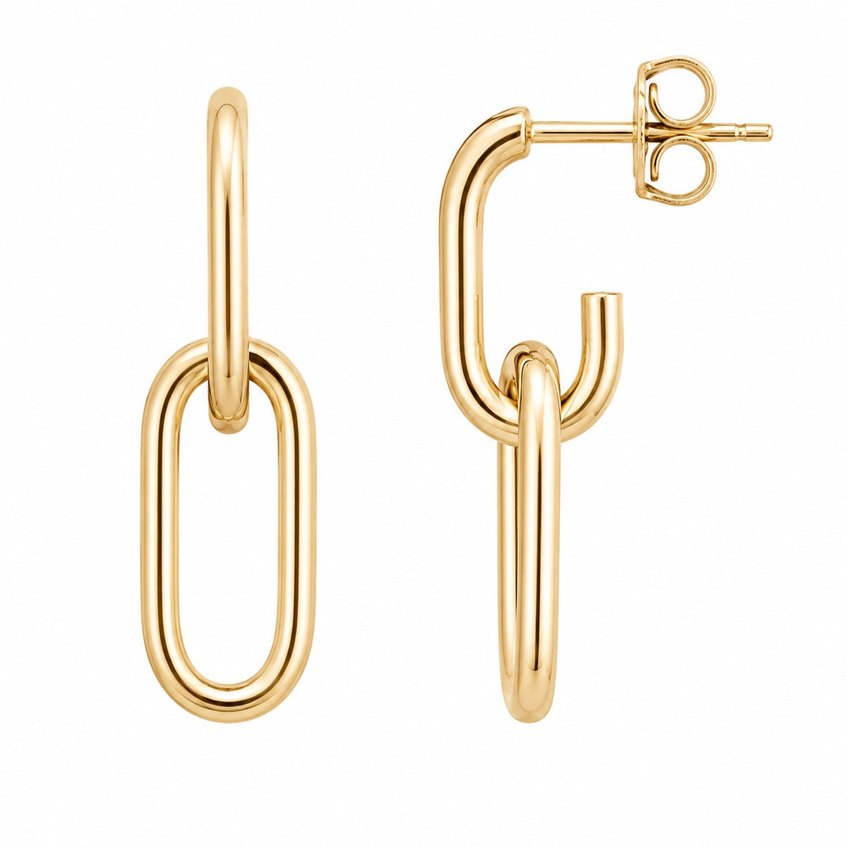 Fine Gold 9K Yellow Gold Oval Paperchain Drop Stud Earrings 9YE3692 9YE3692 front packshot