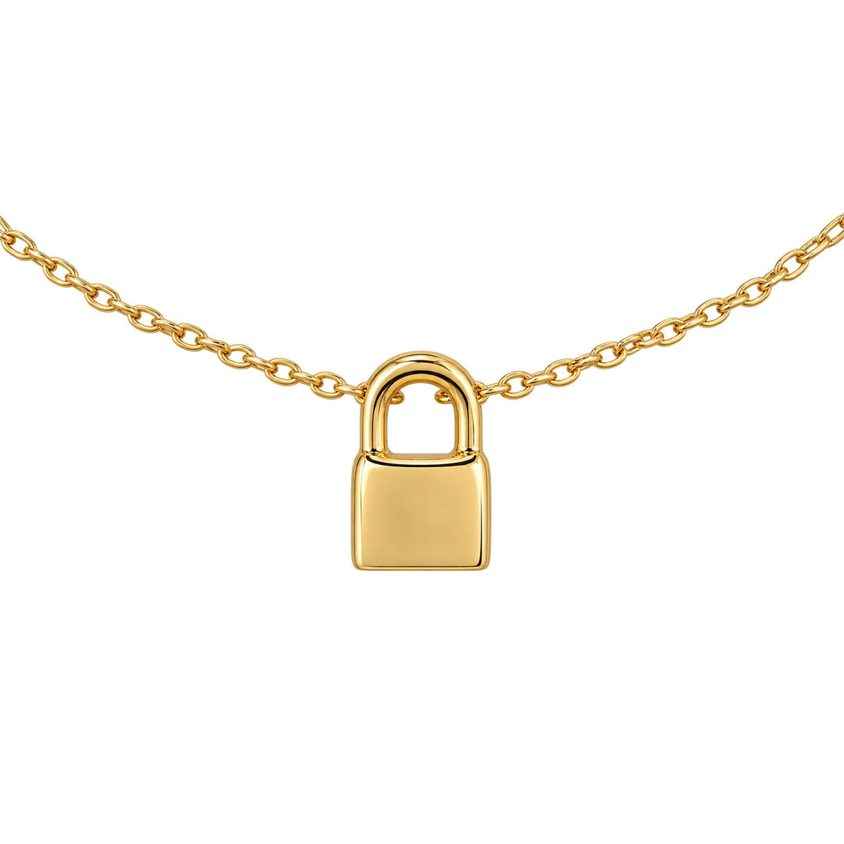 Fine Gold 9K Yellow Gold Padlock Fine Necklace 45cm 9YN2865 9YN2865 front packshot