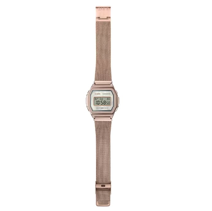 Casio Vintage Rose Gold Stainless Steel Mesh Band Watch A1000MCG-9E