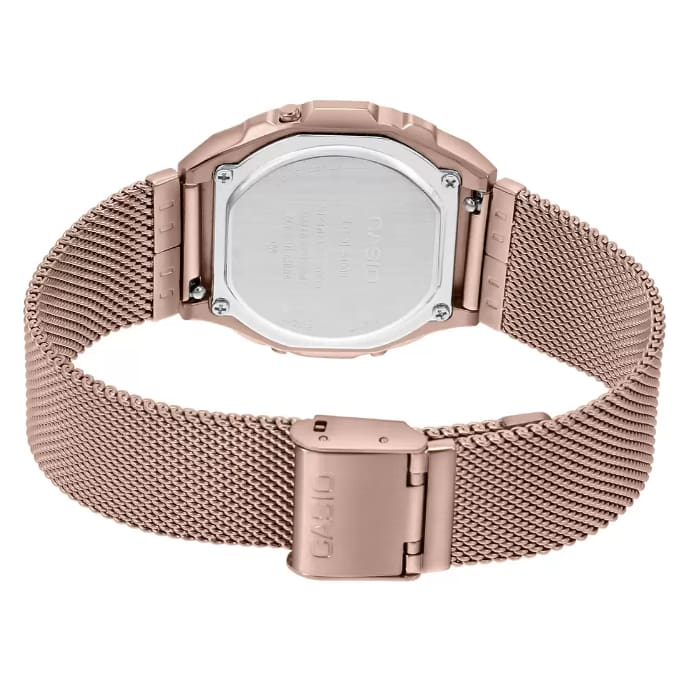 Casio Vintage Rose Gold Stainless Steel Mesh Band Watch A1000MCG-9E