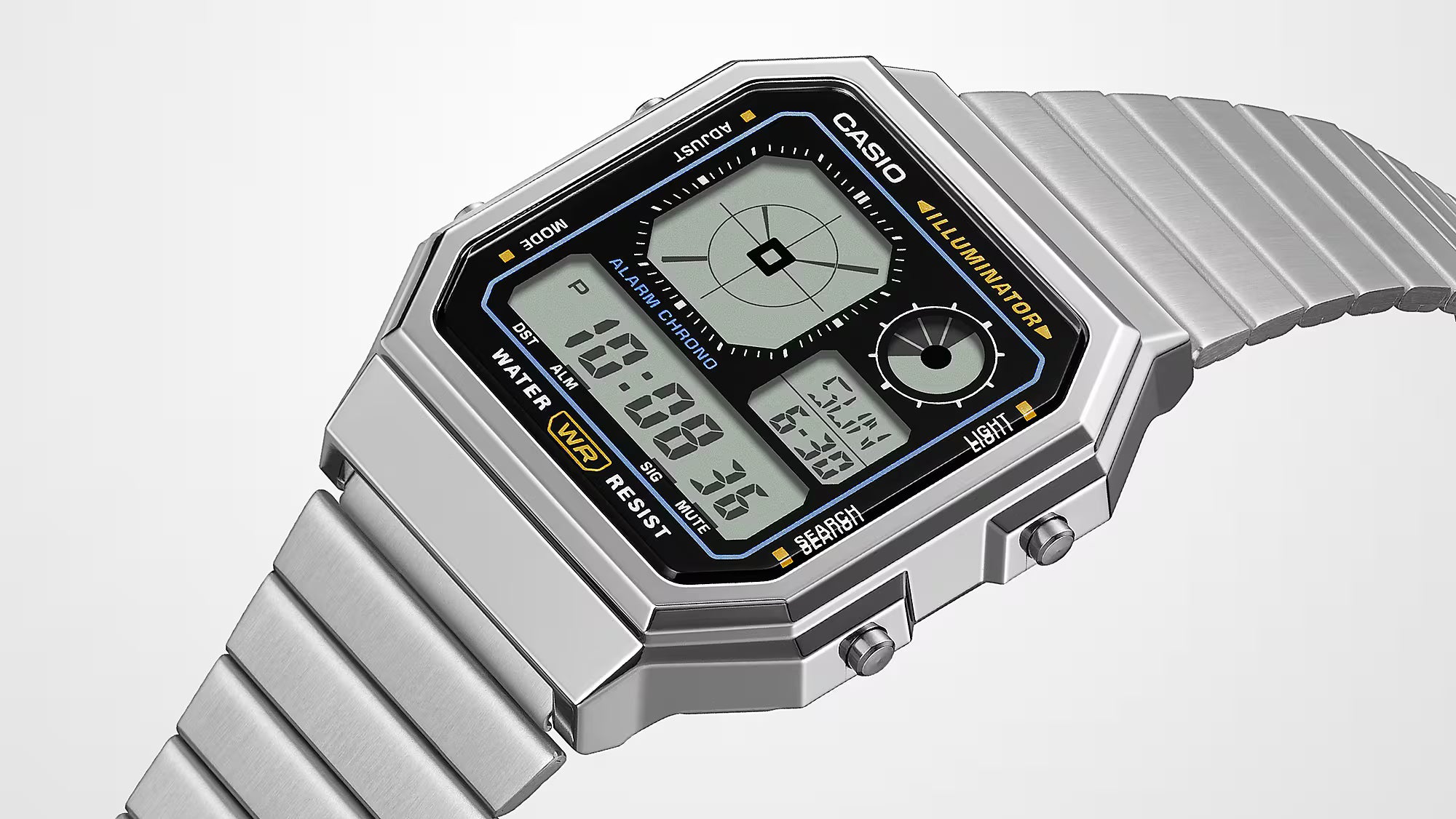 Casio Vintage Analog Display Black Stainless Steel Black Dial Watch A130WEGG-1A