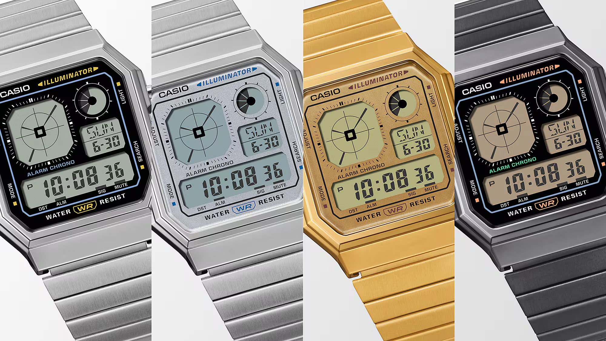 Casio Vintage Analog Display Black Stainless Steel Black Dial Watch A130WEGG-1A