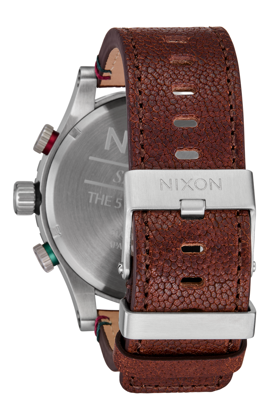 Nixon 51-30 Chrono Leather Silver / Rosewood / Chocolate Watch A1392-5341-00