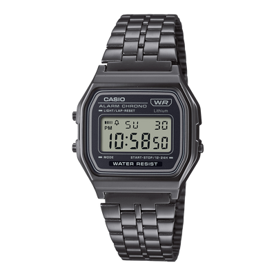 Casio Vintage Digital Black Stainless Steel Watch A158WETB-1A