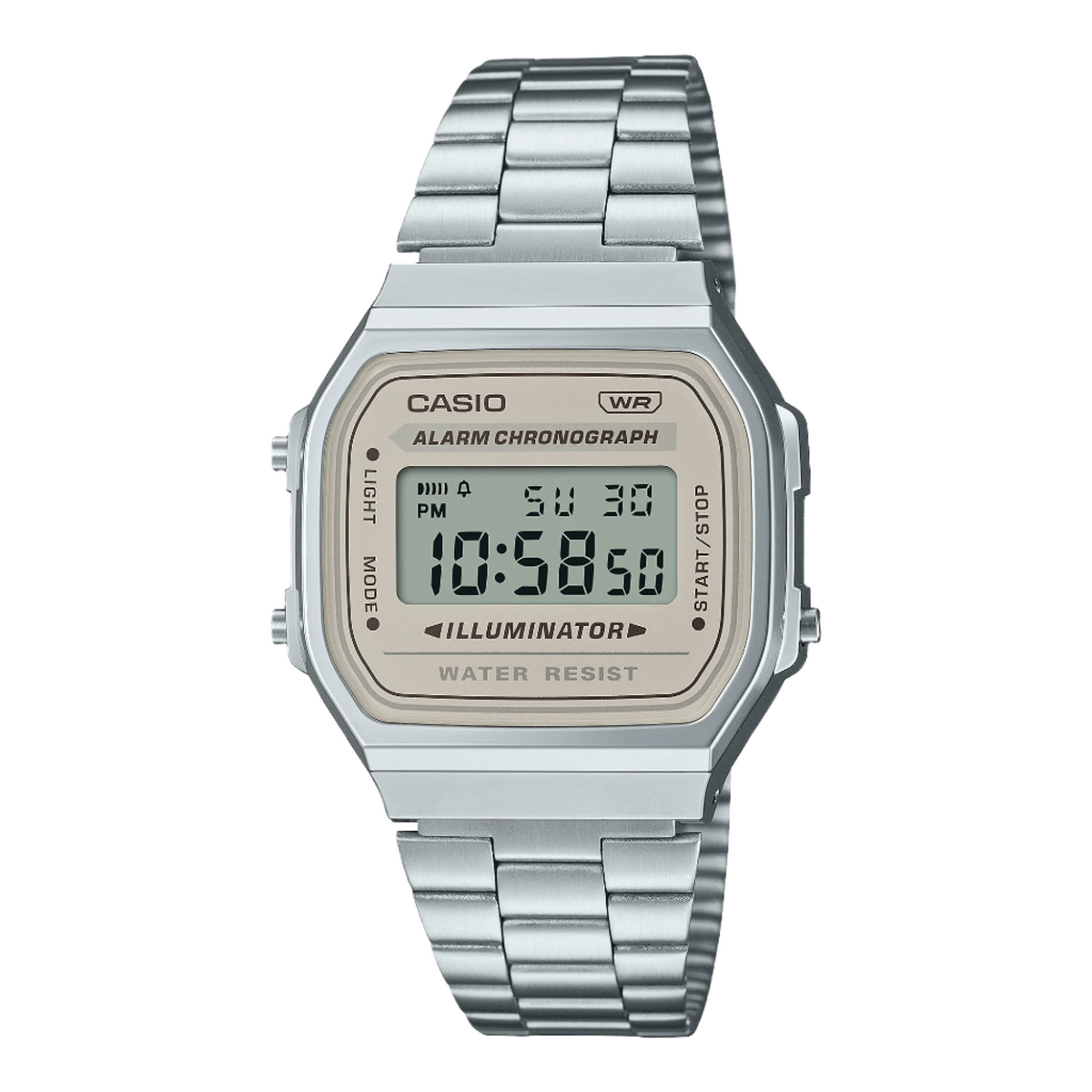 Casio Digital Vintage Grey Dial Stainless Steel Watch A168WA-8A