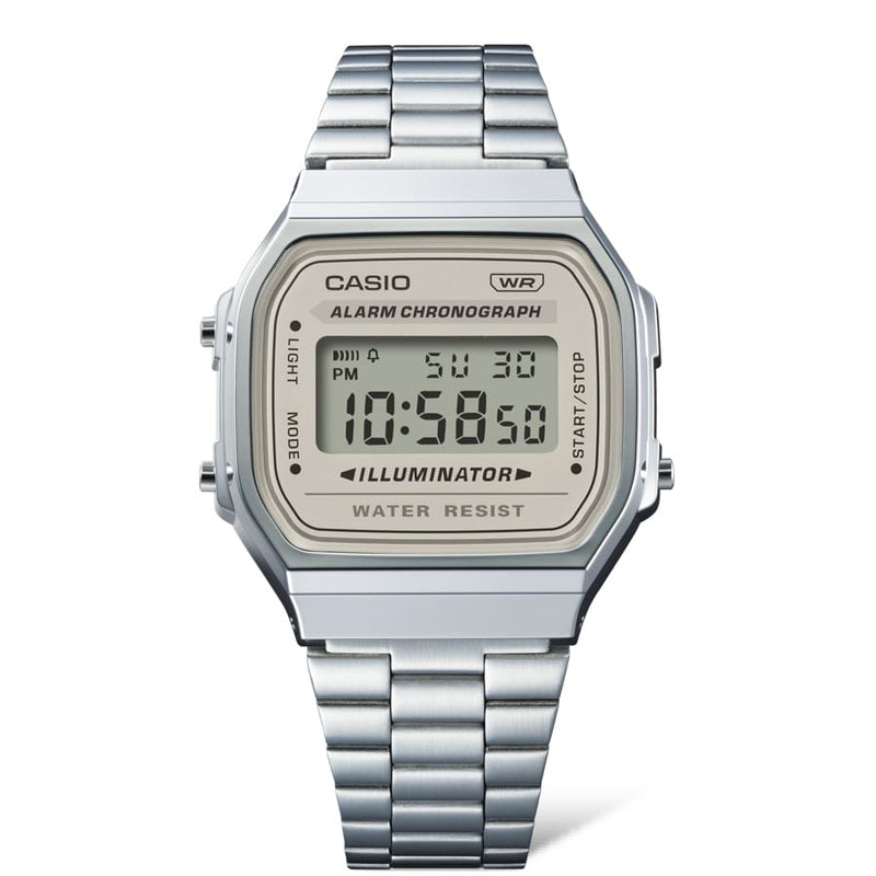 Casio Digital Vintage Grey Dial Stainless Steel Watch A168WA-8A