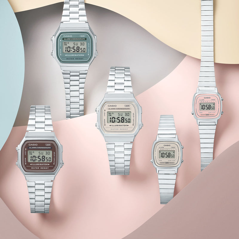 Casio Digital Vintage Grey Dial Stainless Steel Watch A168WA-8A