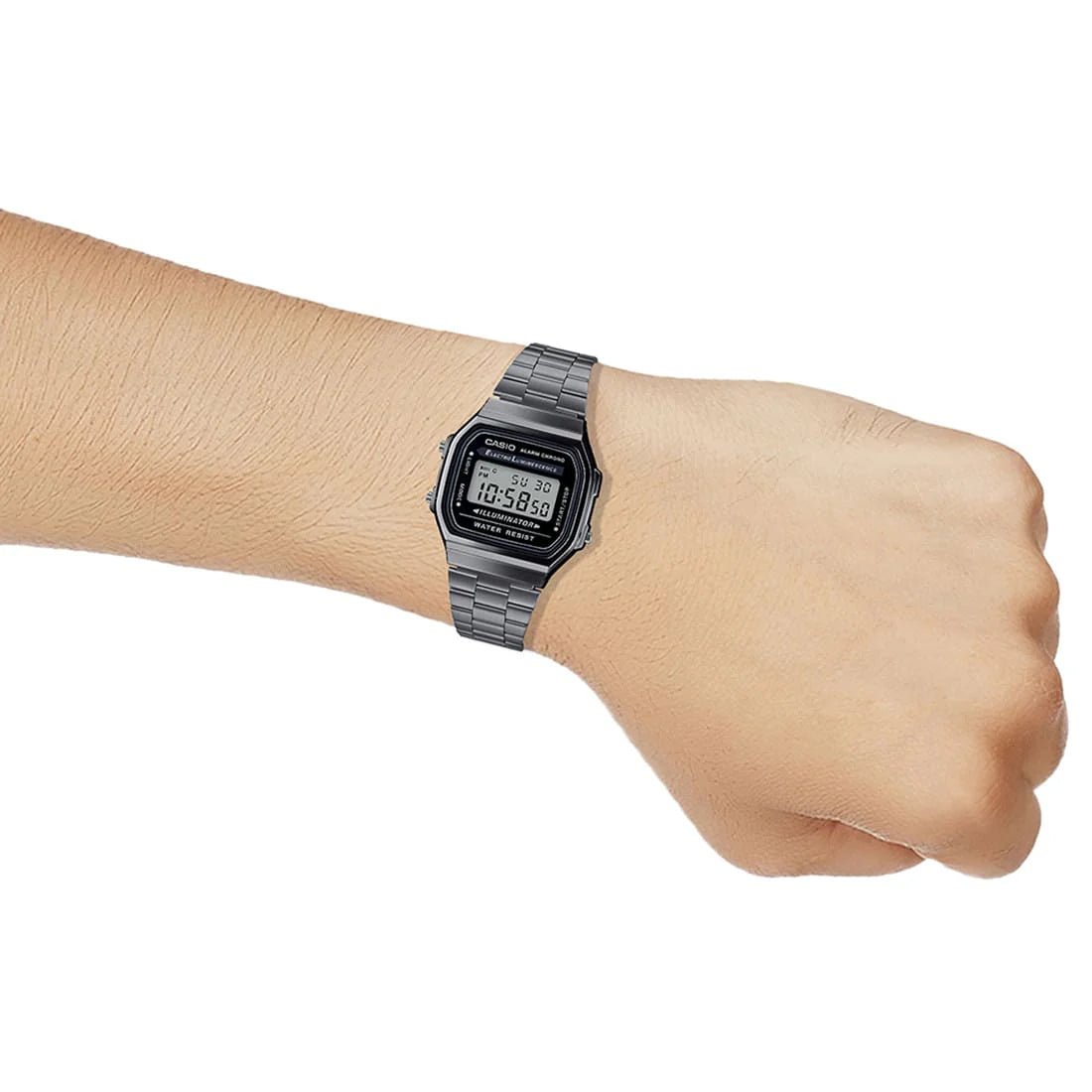 Casio Classic Digital Grey Stainless Steel White Dial Watch A168WGG-1A