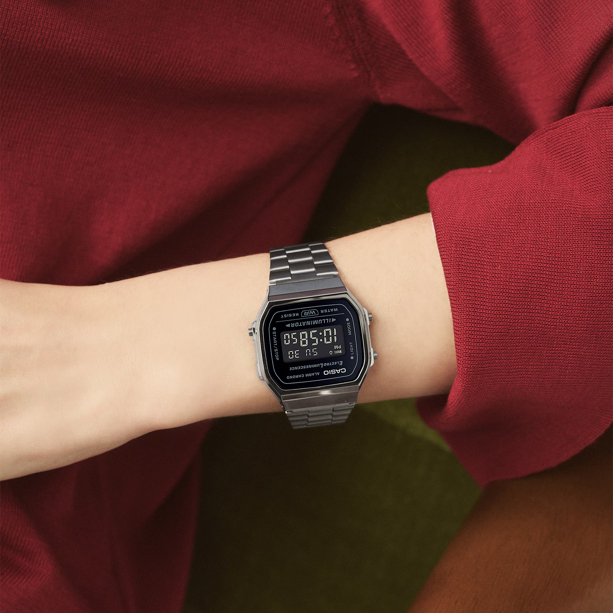 Casio Classic Digital Grey Stainless Steel Black Dial Watch A168WGG-1B