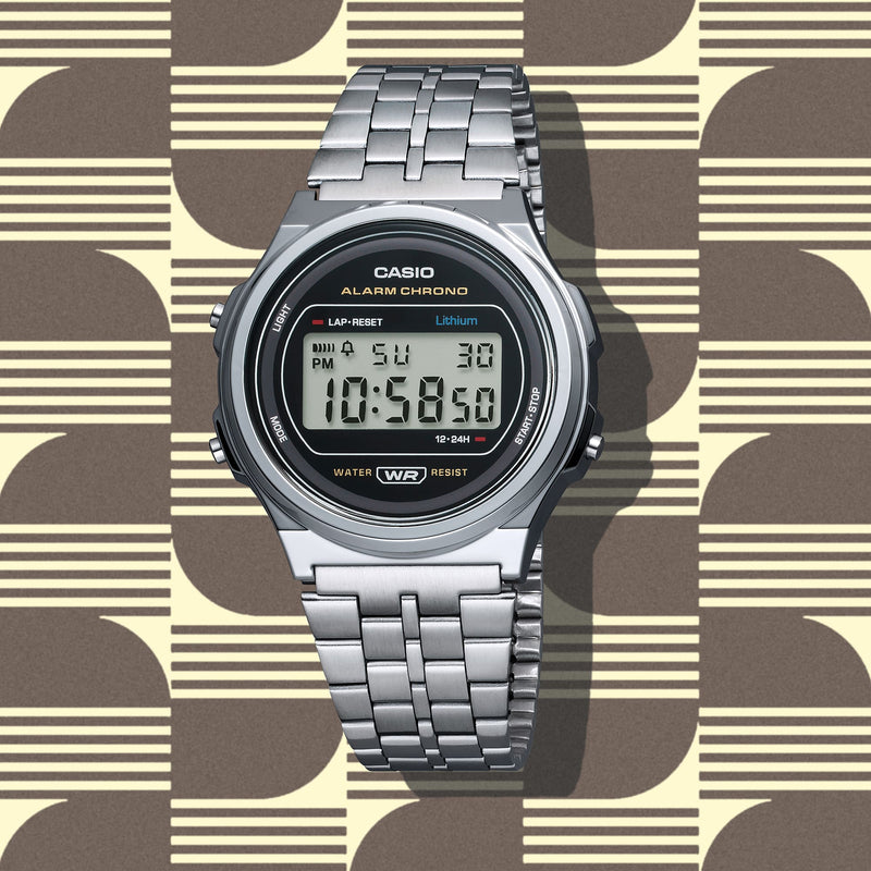 Casio Vintage Digital Silver Stainless Steel Watch A171WE-1A