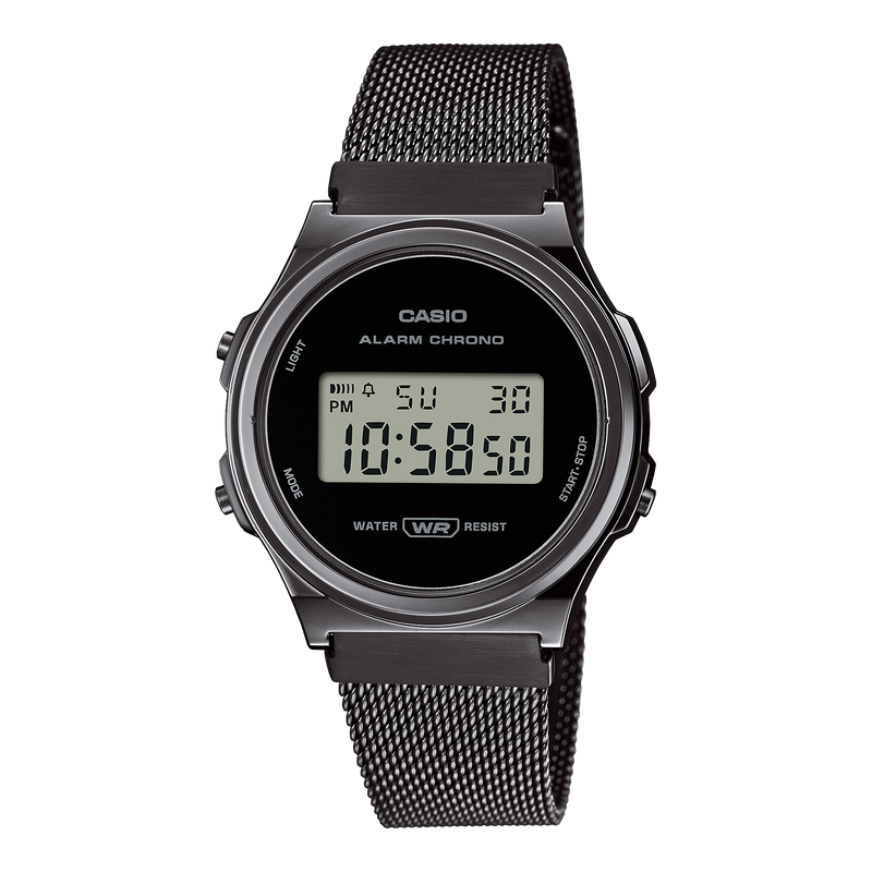 Casio Vintage Digital Black Stainless Steel Watch A171WEMB-1A