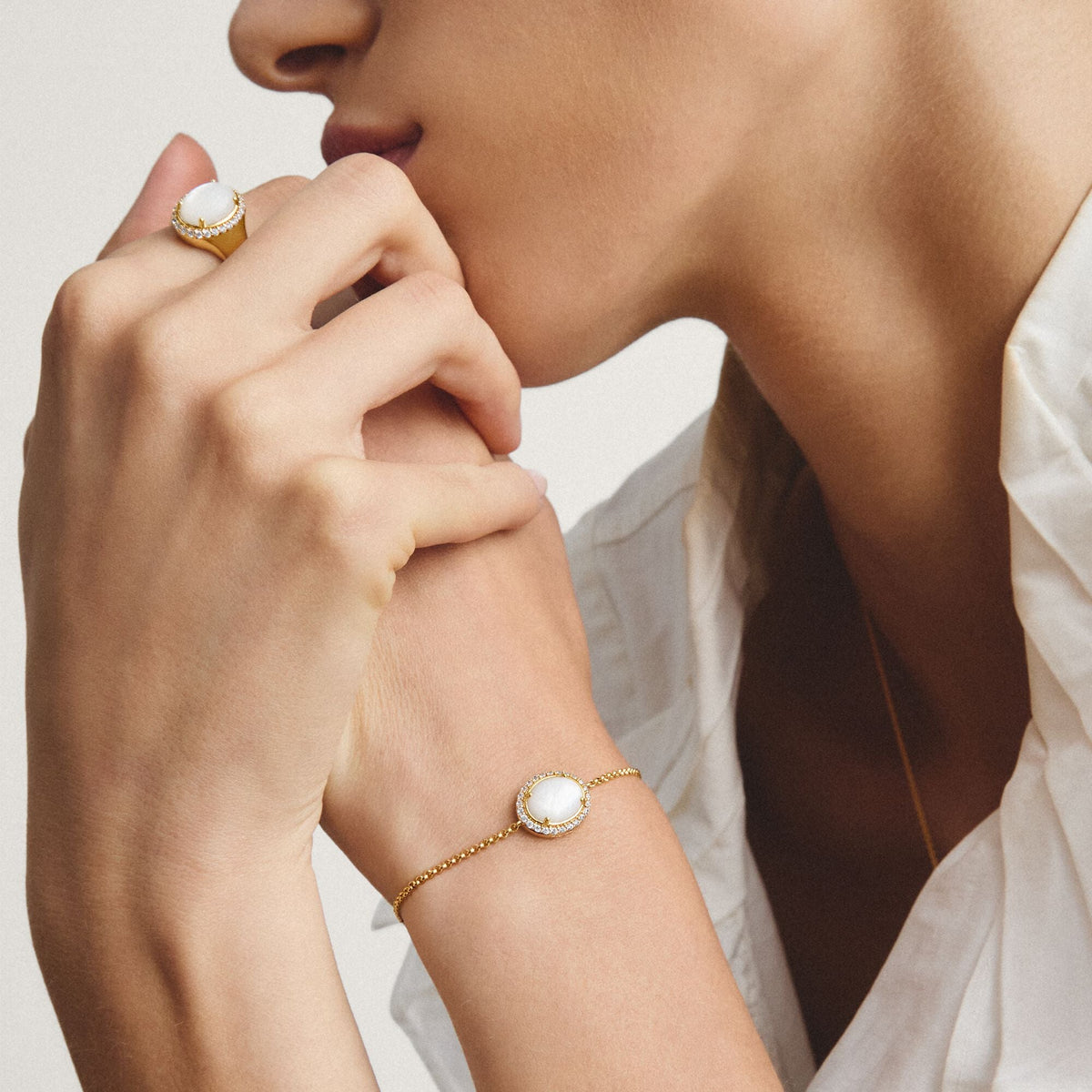 Thomas Sabo Bracelet with mother-of-pearl and zirconia