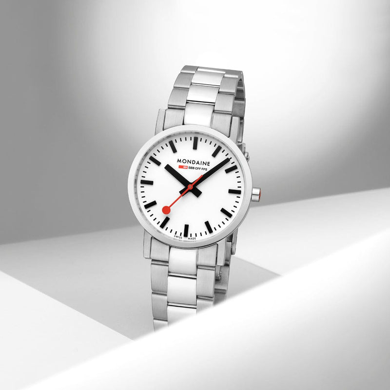 Mondaine Classic 30 mm White Dial Stainless Steel Watch A658.30323.11SBJ