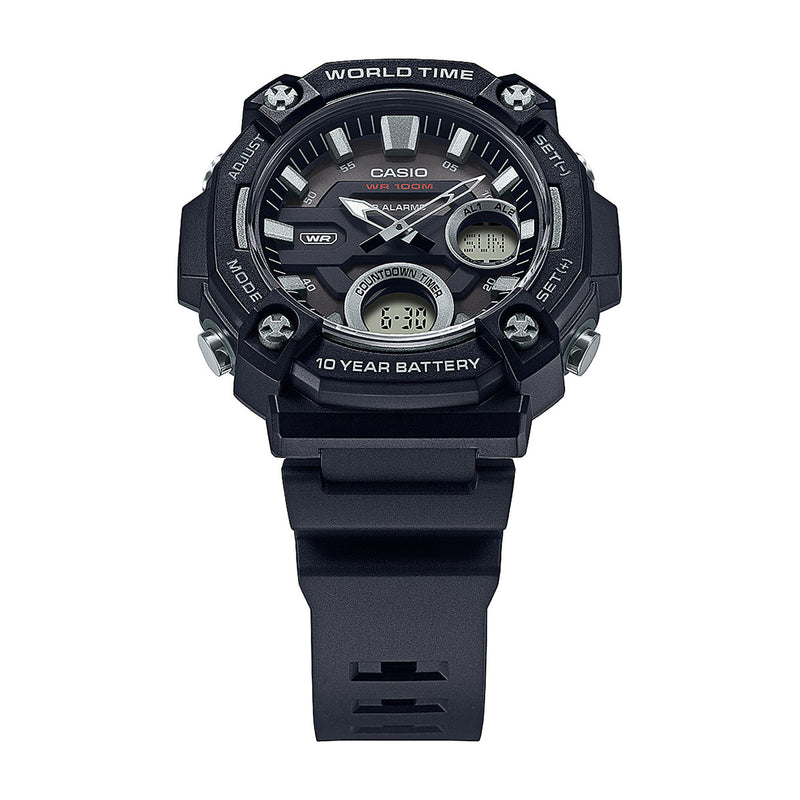 Casio Digital Analog Black Dial Black Resin Band Watch AEQ120W-1A