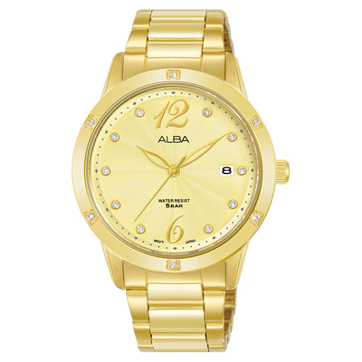 Alba Fashion Gold Stainless Steel Gold Dial Watch AG8N02X