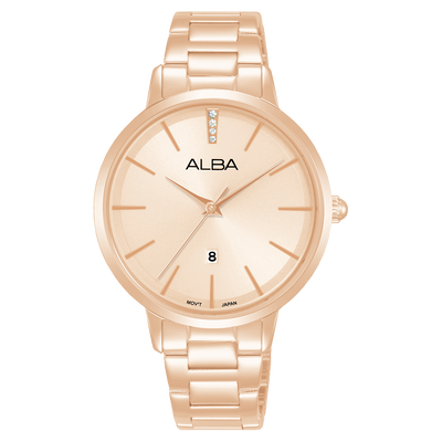 Alba Fashion Analogue Stainless Steel Rose Gold Dial Watch AH7CC6X