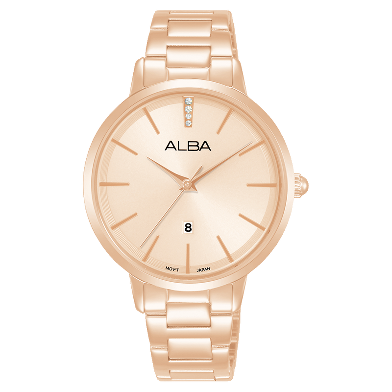 Alba Fashion Analogue Stainless Steel Rose Gold Dial Watch AH7CC6X