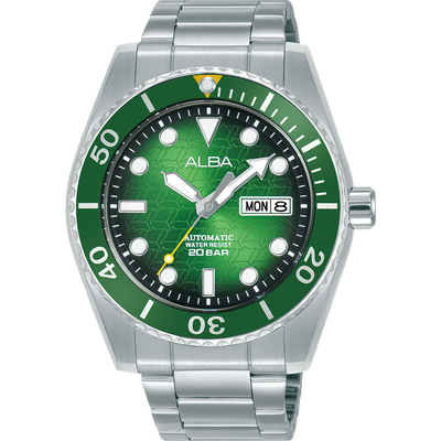 Alba Active Analogue Stainless Steel Green Dial Watch AL4437X