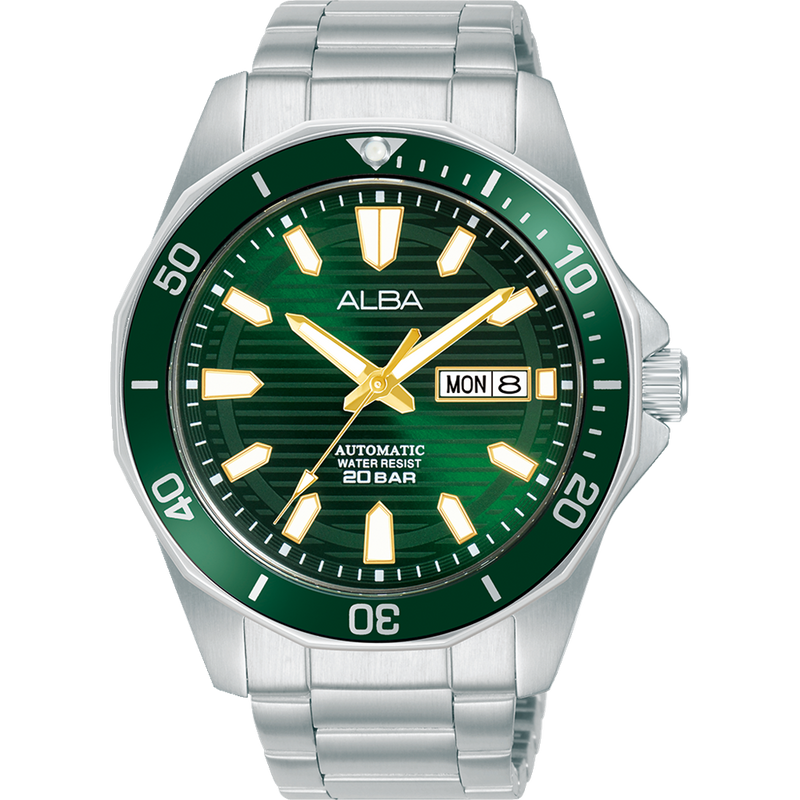 Alba Active Analogue Stainless Steel Green Dial Watch AL4449X