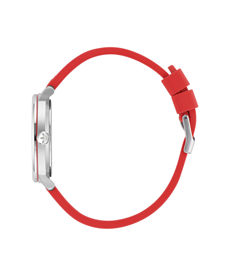 Adidas Code One 38mm White Dial Red Silicone Strap Watch AOSY23024
